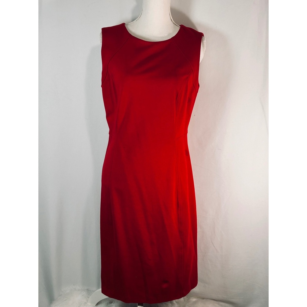 Talbots Womens Red Sleeveless Ponte Knit Sheath Dress Size 8‎ VN1953